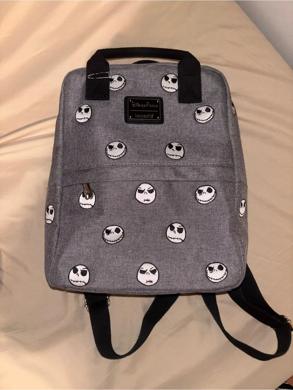 Loungefly Gray Jack Skellington Pattern Mini Backpack